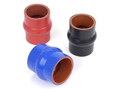 Three silicone hoses are displayed in the picture, they are red, blue and black.