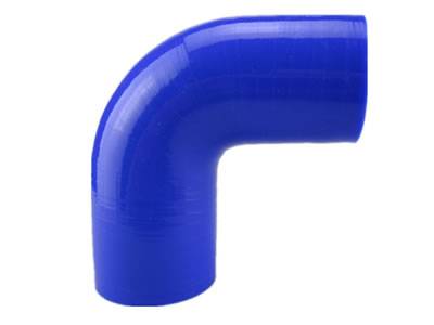There is one section of blue 90 degree elbow silicone hose.