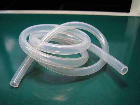 A coil of food grade silicone hose is twisted together.