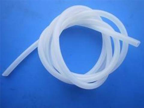 A coil of medical silicone hose is twisted together.